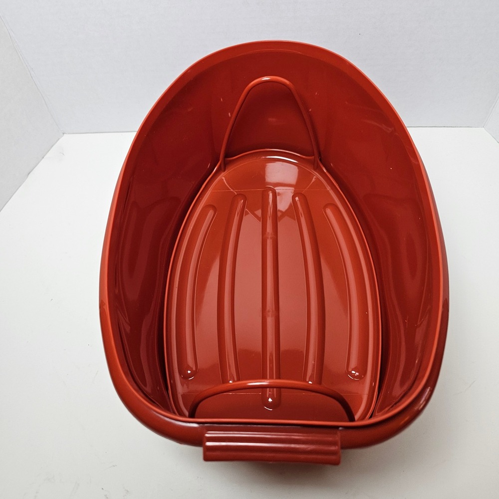 Tupperware Roast Turkey Flavor Savor Pan Oval Paprika Orange Rack Lid‎ 12.5" 487